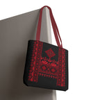 Embroidered Folk Tote Bag — Red & Black Ethnic Pattern AOP - Ziri