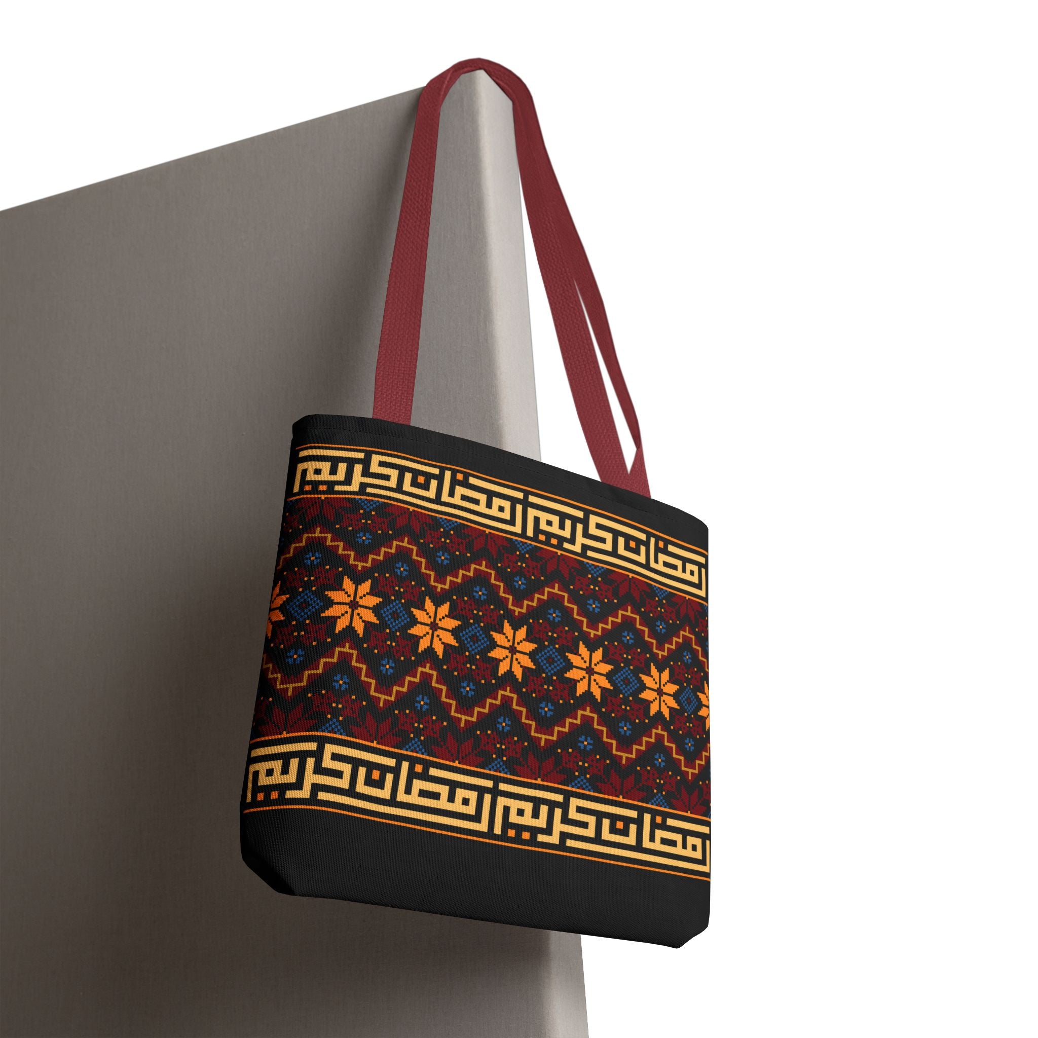 Copy of Embroidered Folk Tote Bag — Red & Black Ethnic Pattern AOP - Ziri