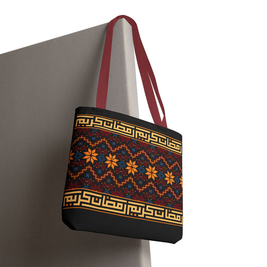 Copy of Embroidered Folk Tote Bag — Red & Black Ethnic Pattern AOP - Ziri