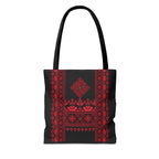 Embroidered Folk Tote Bag — Red & Black Ethnic Pattern AOP - Ziri