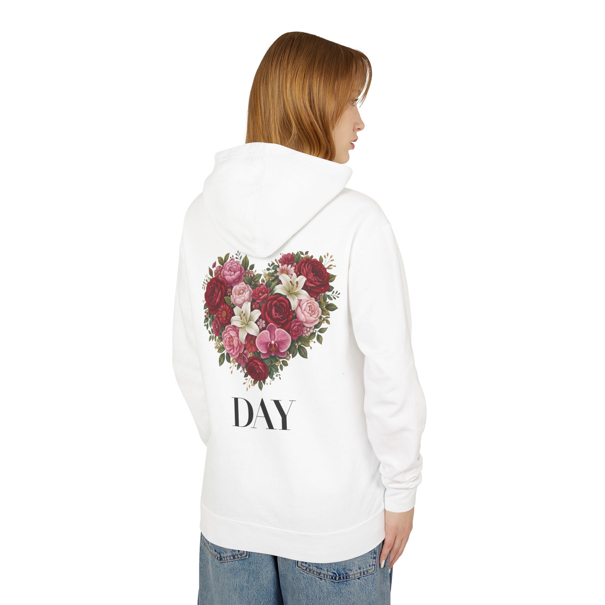 Floral Heart Hoodie — Valentine’s Day Romantic Rose Bouquet Sweatshirt Printify