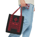 Embroidered Folk Tote Bag — Red & Black Ethnic Pattern AOP - Ziri