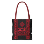 Embroidered Folk Tote Bag — Red & Black Ethnic Pattern AOP - Ziri