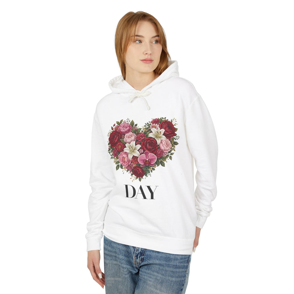 Floral Heart Hoodie — Valentine’s Day Romantic Rose Bouquet Sweatshirt Printify