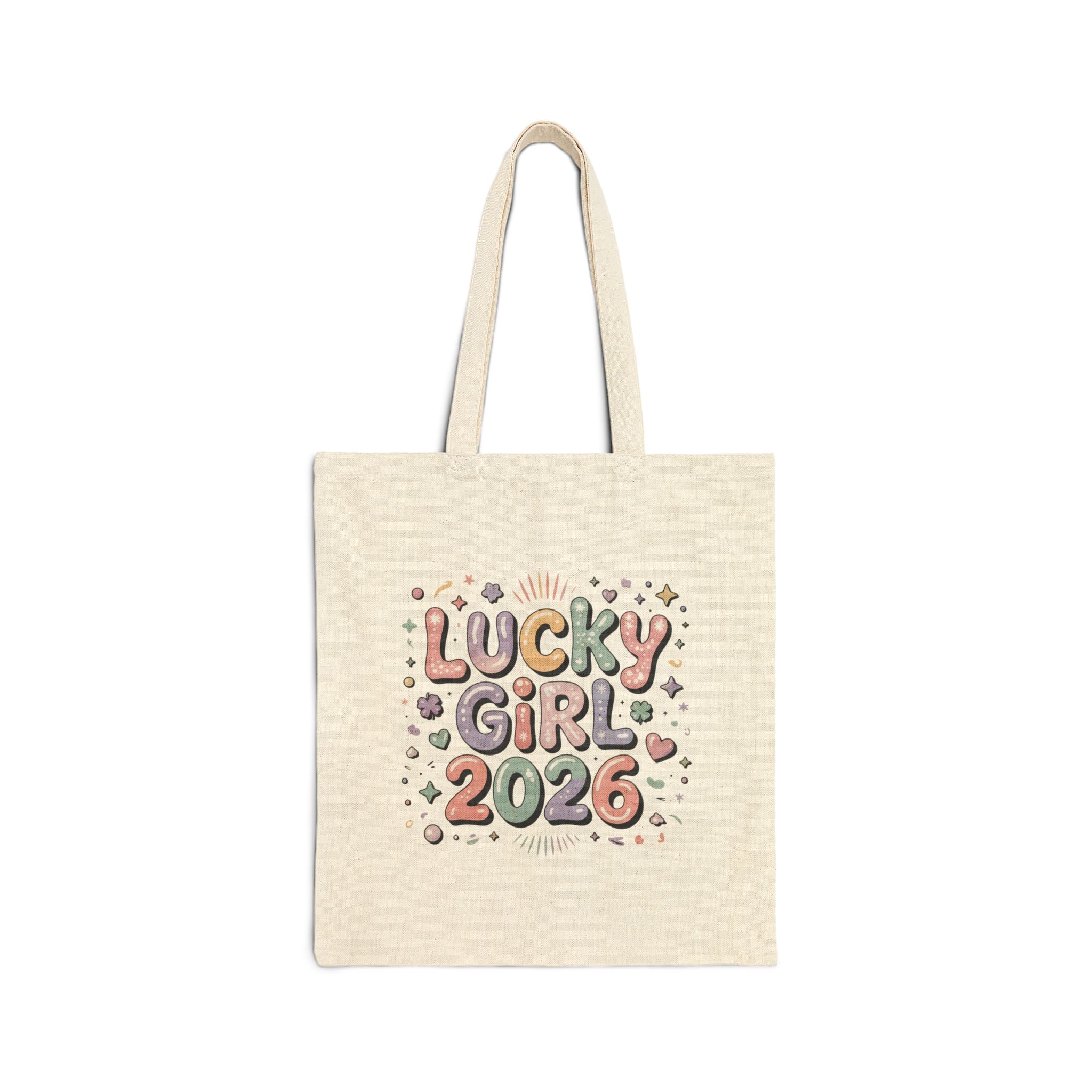 Lucky Girl 2026 Tote | manifest luck, lucky charms, pastel metallic accents - Ziri