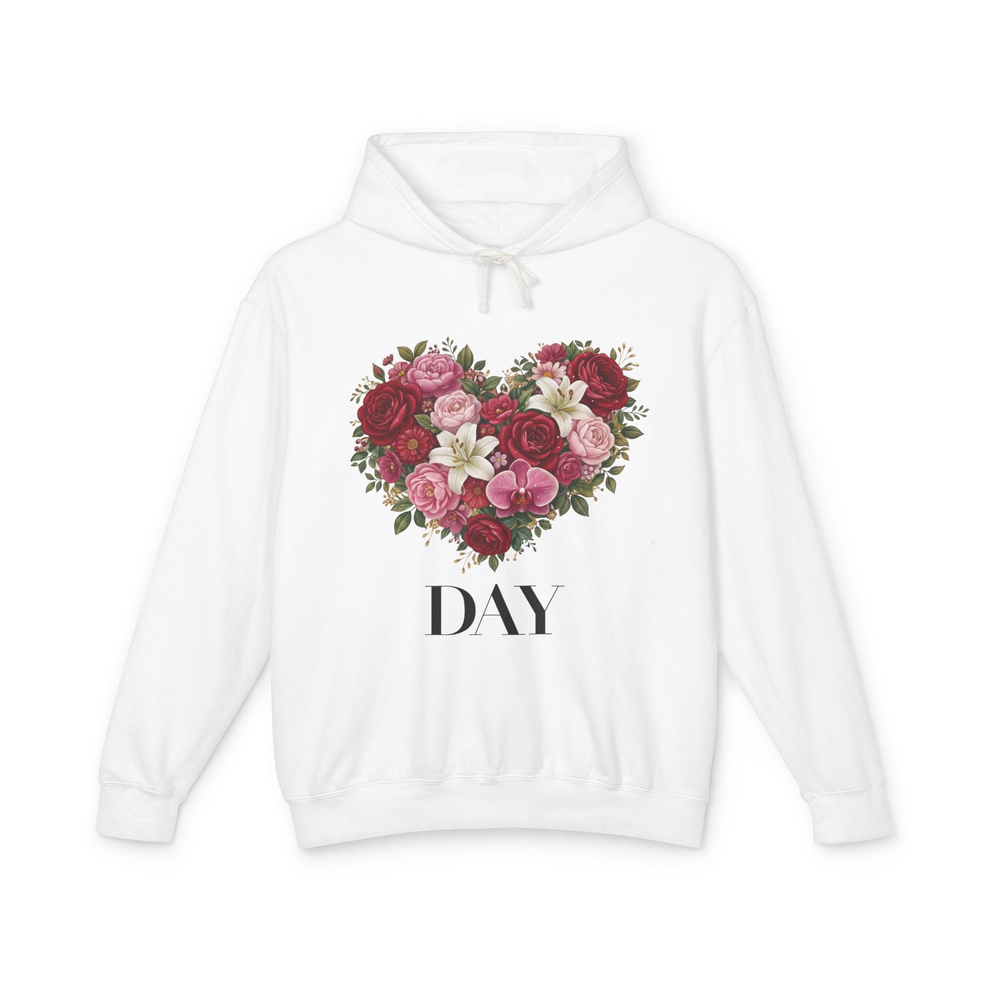 Floral Heart Hoodie — Valentine’s Day Romantic Rose Bouquet Sweatshirt Printify