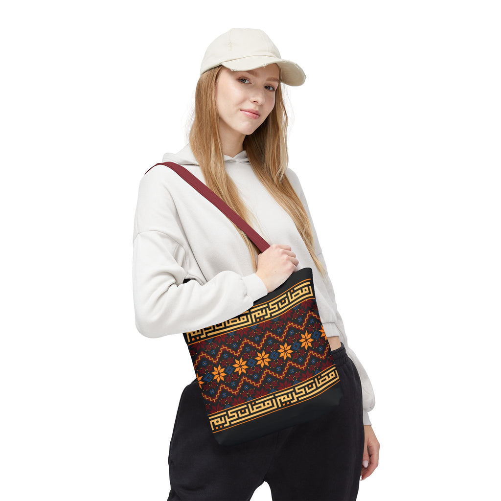 Copy of Embroidered Folk Tote Bag — Red & Black Ethnic Pattern AOP - Ziri