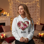 Floral Heart Hoodie — Valentine’s Day Romantic Rose Bouquet Sweatshirt Printify