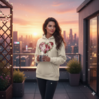 Floral Heart Hoodie — Valentine’s Day Romantic Rose Bouquet Sweatshirt Printify