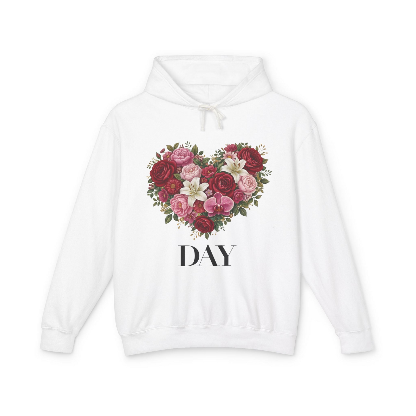 Floral Heart Hoodie - Valentine’s Day Romantic Rose Bouquet Sweatshirt Ziri creative