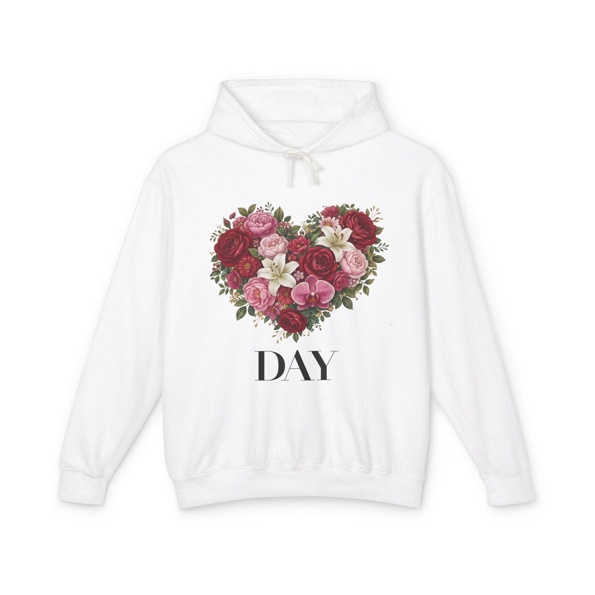 Floral Heart Hoodie - Valentine’s Day Romantic Rose Bouquet Sweatshirt Ziri creative